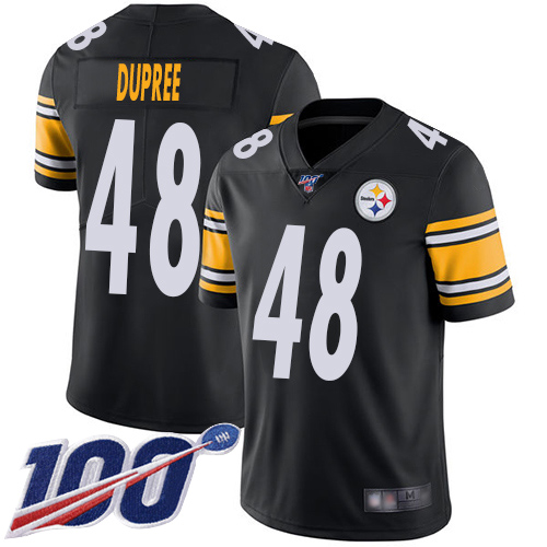 Men Pittsburgh Steelers Football #48 Limited Black Bud Dupree Home 100th Season Vapor Untouchable Nike NFL Jersey